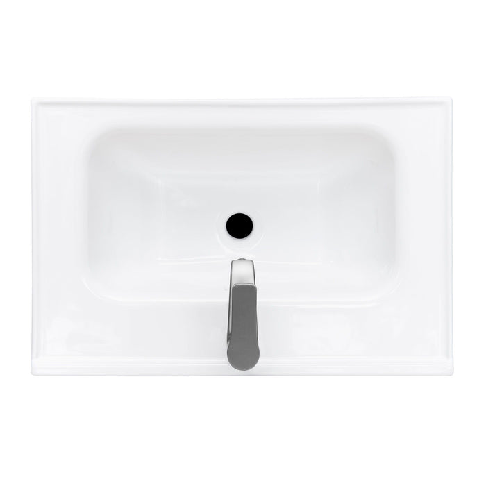 Modern Freestanding Bathroom Vanity With Ceramic Sink, Hot And Cold Faucet, Storage Cabinet & Open Shelf