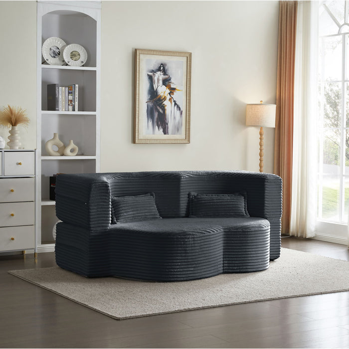 Floor Convertible Sleeper Sofa Bed With 2 Pillows