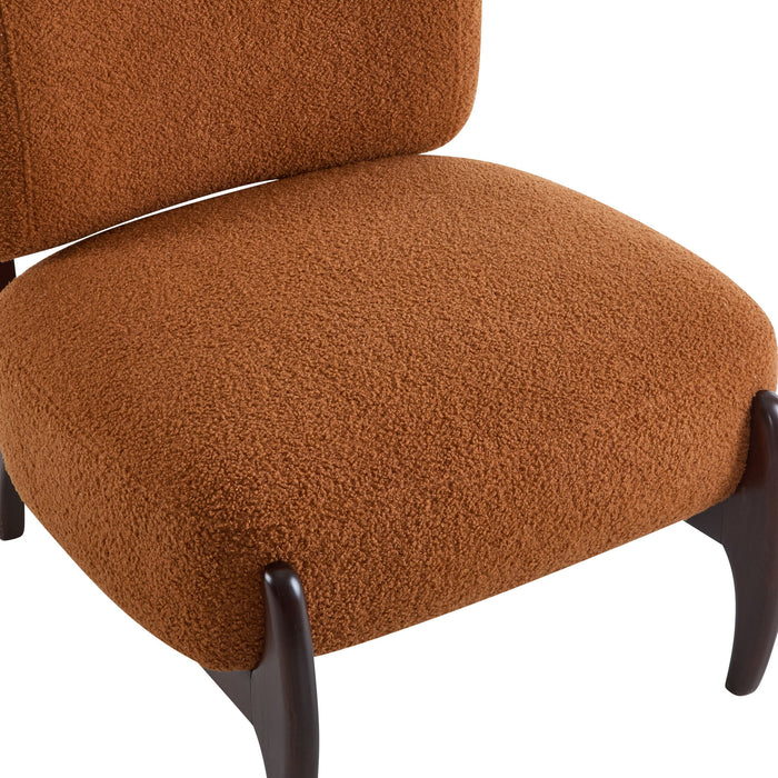 Modern Boucle Lounge Chair With Solid Wood Fram