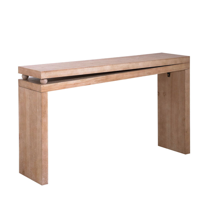 Slim Console Table, Narrow Entryway Table With Bead Detail - Light Natural / Natural