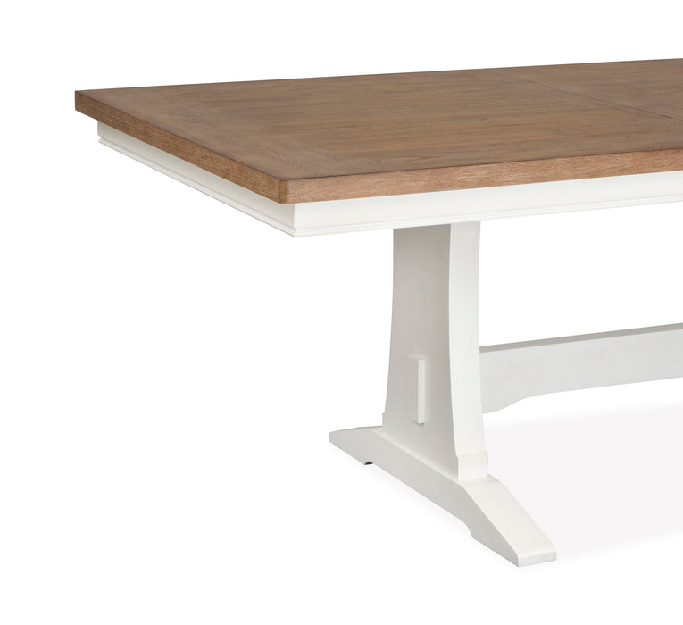 Kingston - Extendable Trestle Dining Table - Whisper White And Cerused Nutmeg