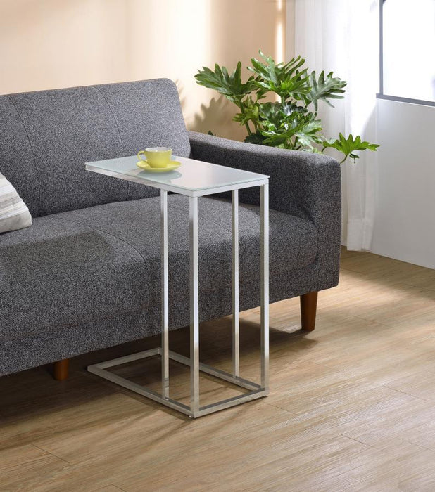 Stella - Glass Top C-Shaped Sofa Side Table - Chrome