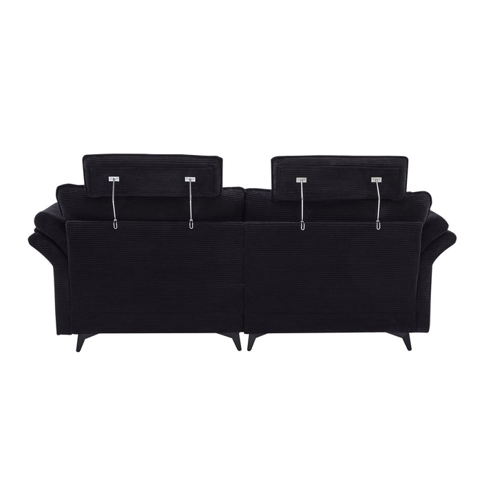 Modern Corduroy Deep Seat Sectional Sofa With Ottoman