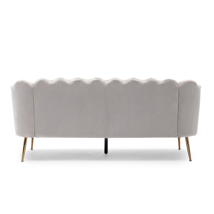 Modern Glam 3 Seater Sofa With Velvet Texture