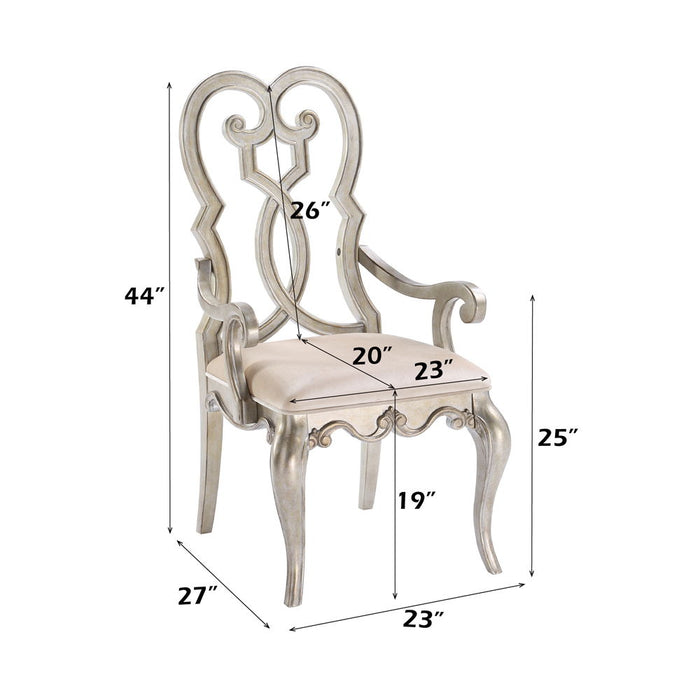 Esteban - Arm Chair (Set of 2) - Ivory Velvet & Antique Champagne