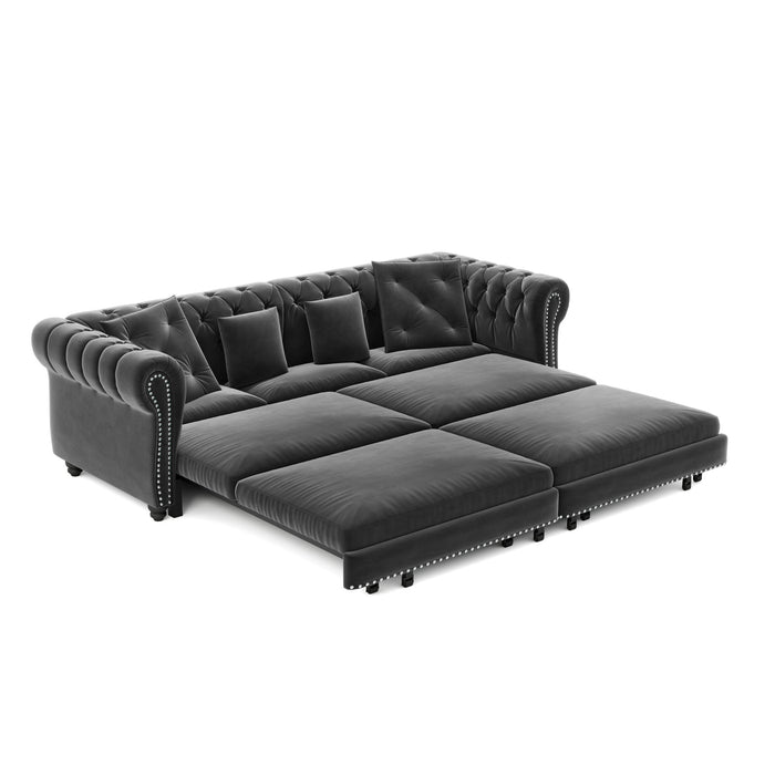 3 In 1 Convertible Sleeper Sofa Bed With Movable Ottoman