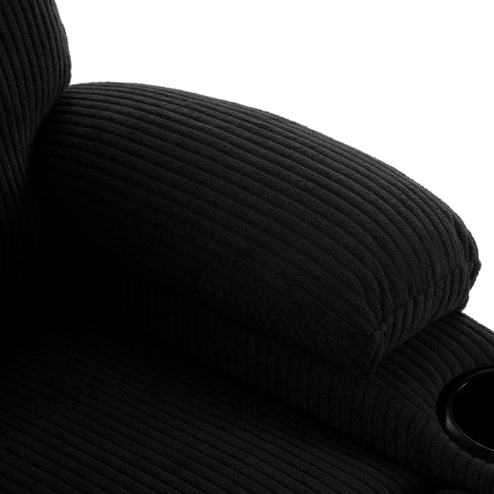Adjustable Manual Recliner, Ergonomic Lounge Chair With Phone Holder And 2 Cup Holders