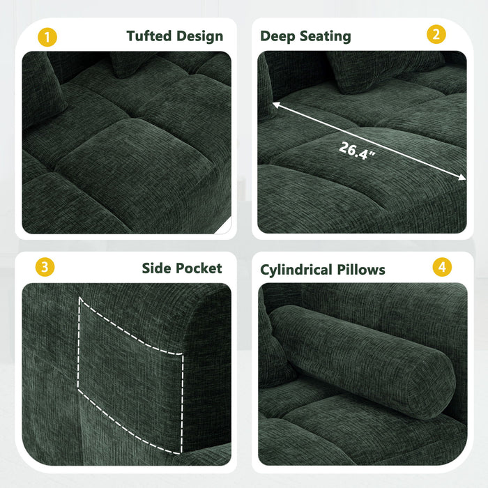 Sectional Free Combined Sofa With 2 Side Pockets