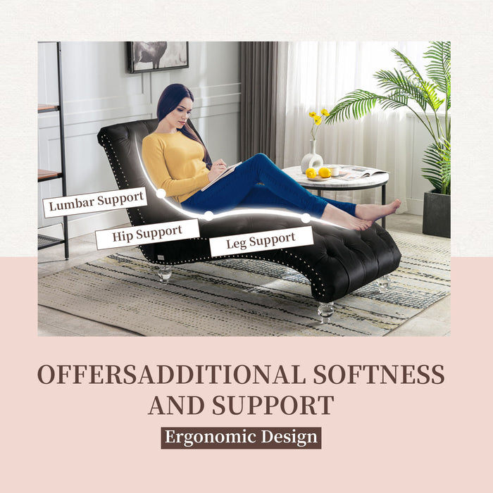 Velvet Chaise Lounge Indoor, Button Tufted Upholstered Chaise Lounge Chair With Pillow