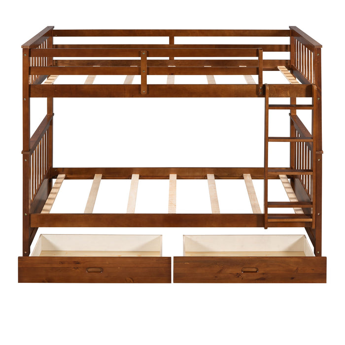 Bunk Bed With Ladders And 2 Storage Drawers