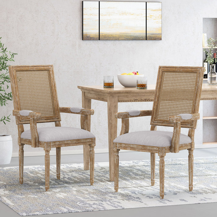 Elegant French Country Style Dining Chair With Cane Backrest