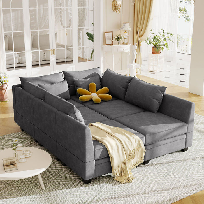 U_Style Modern Large U-Shape Modular Sectional Sofa, Convertible Sofa Bed With Reversible Chaise, Storage Seat