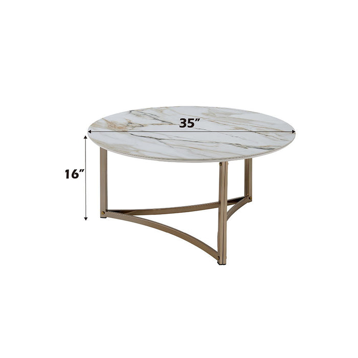Zaidee - Round Coffee Table - Sintered Stone & Champagne
