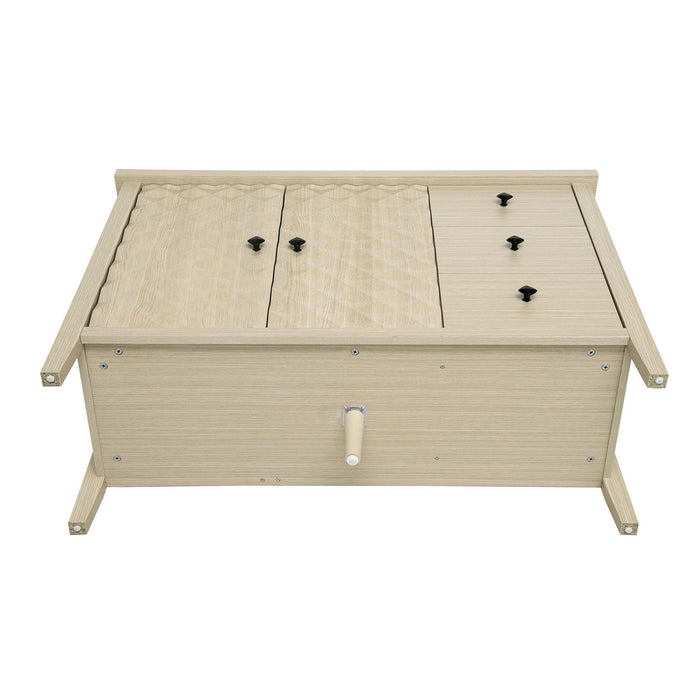 Modern 2 Door 3 Drawer Storage Cabinet, Buffet Cabinet With 2 Embossed Door For Living Room, Kitchen, Entryway - Natural