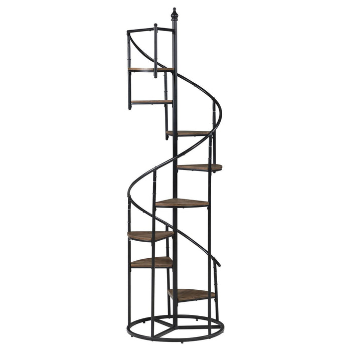 8 Shelf Staircase Bookcase Industrial Storage And Scratch Resistant Shelves - Brown