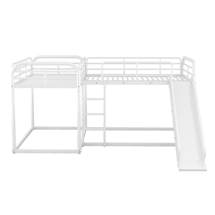 L Shaped Bunk Bed With Slide And Short Ladder