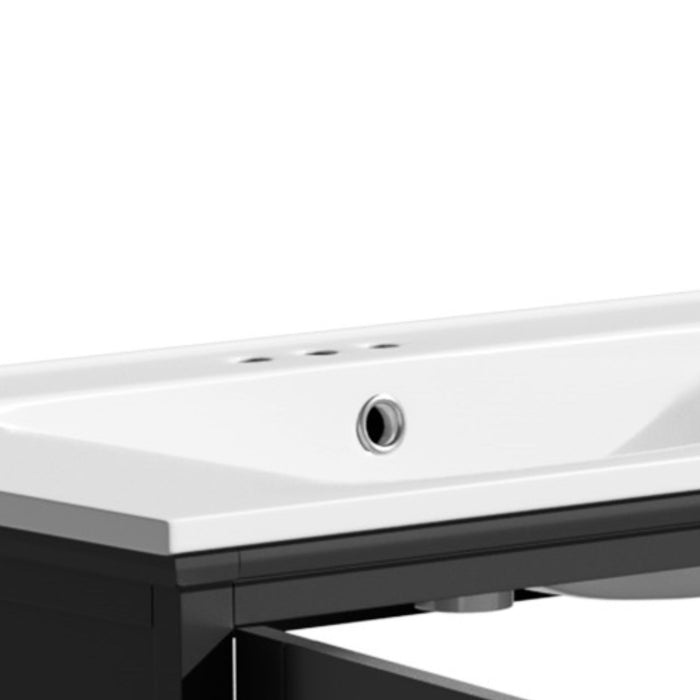 Modern Bathroom Vanity With Ceramic Sink, Tempered Blurred Glass Doors