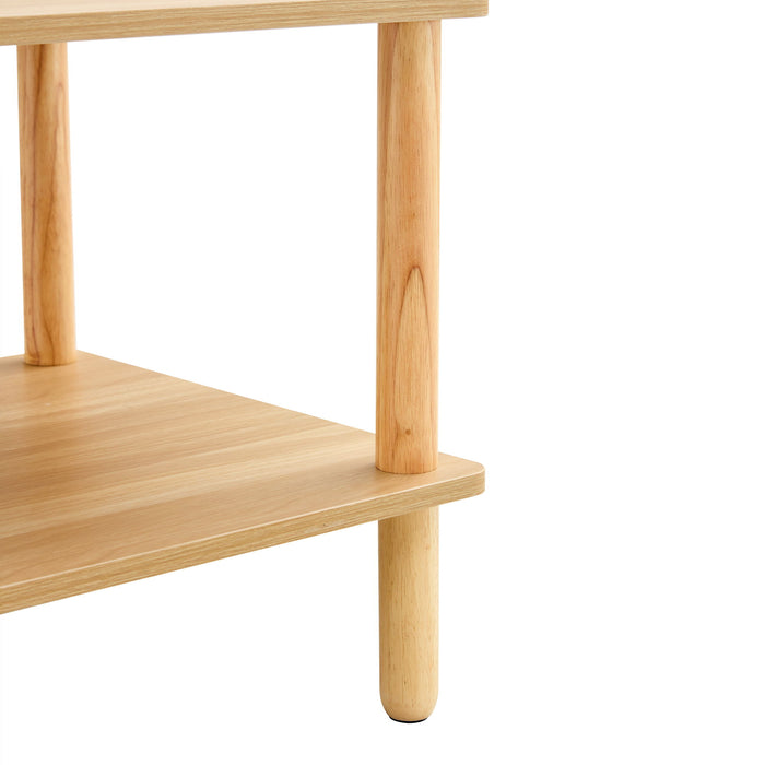 Modern 2 Tier Coffee Table With Open Storage Shelf For Living Room