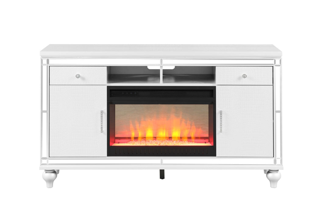 Sterling TV Stand With Electric Fireplace In White