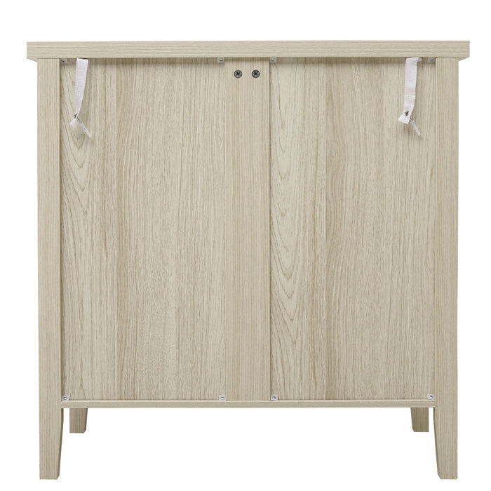 Hollow Carved 2 Door Accent Cabinet Sideboard Buffet Storage Cabinet With Adjustable Shelf For Entryway Living Room Bedroom - Natural