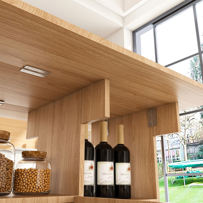 Multi Functional Folding Table With Storage Shelves And Wheels