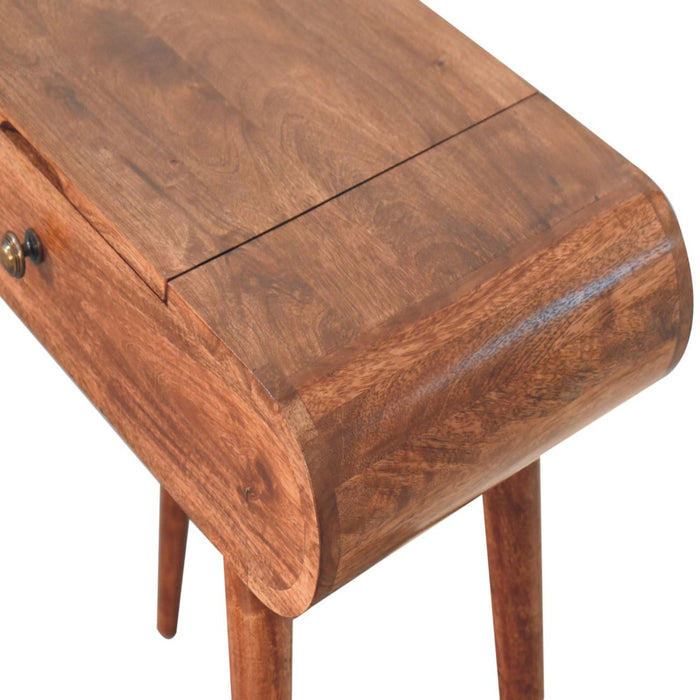 Mini Dressing Table With Foldable Mirror - Caramel