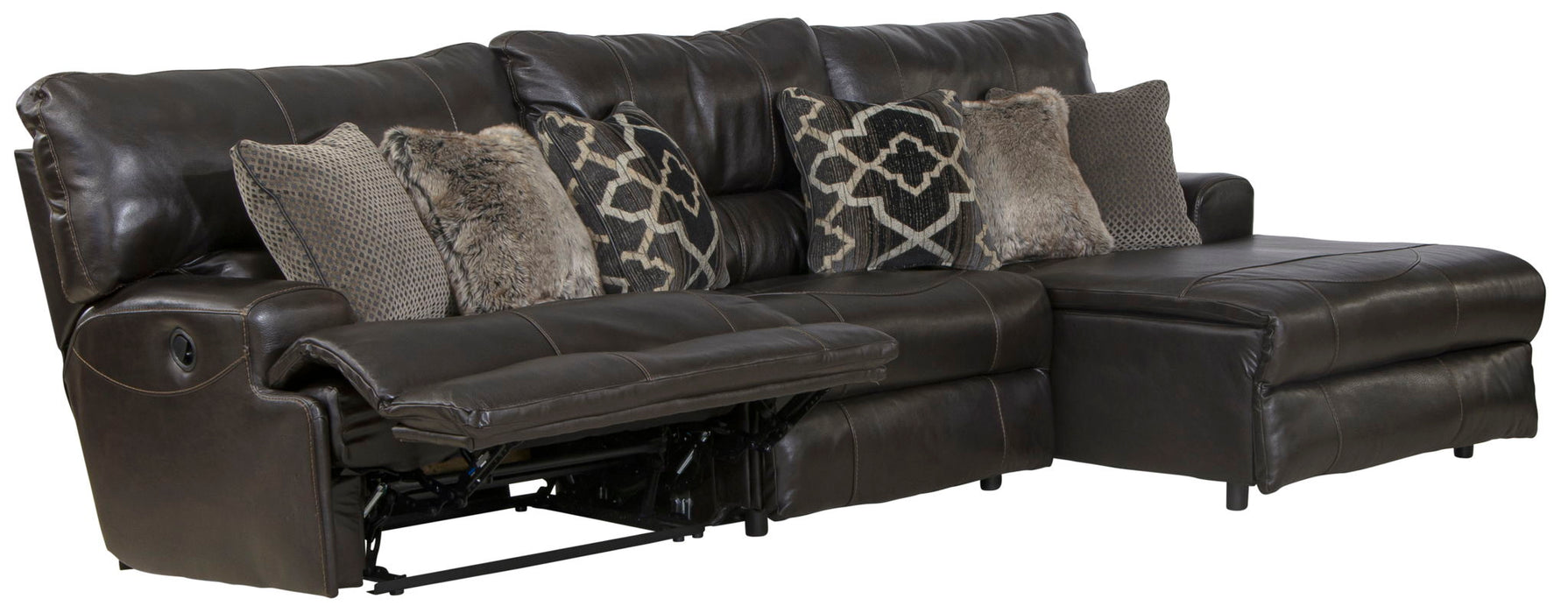 Como - 3 Piece Italian Leather Match Reclining Sectional