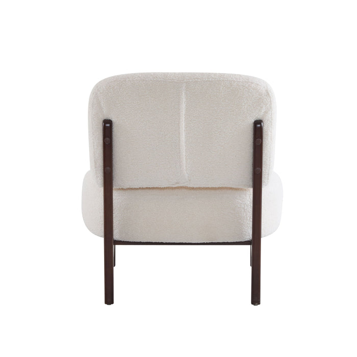 Modern Boucle Lounge Chair With Solid Wood Fram