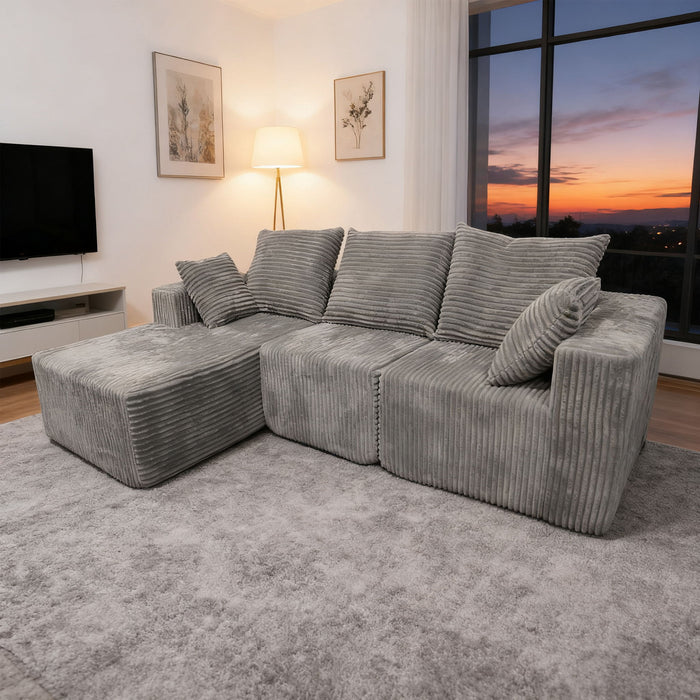 Corner Combination Sofa Sectional Couch With Soft Plush Fabric