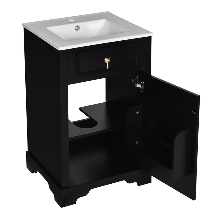 Elegant Bathroom Vanity With Ceramic Sink, Soft Close Door, Adjustable Shelf