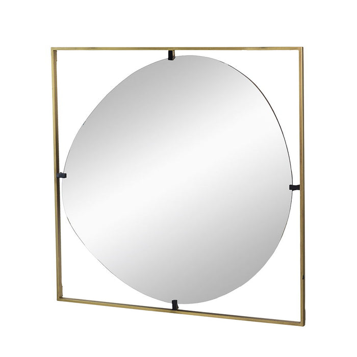 Poppy Mirror With Metal Frame Contemporary Design For Bathroom, Entryway Wall Decor