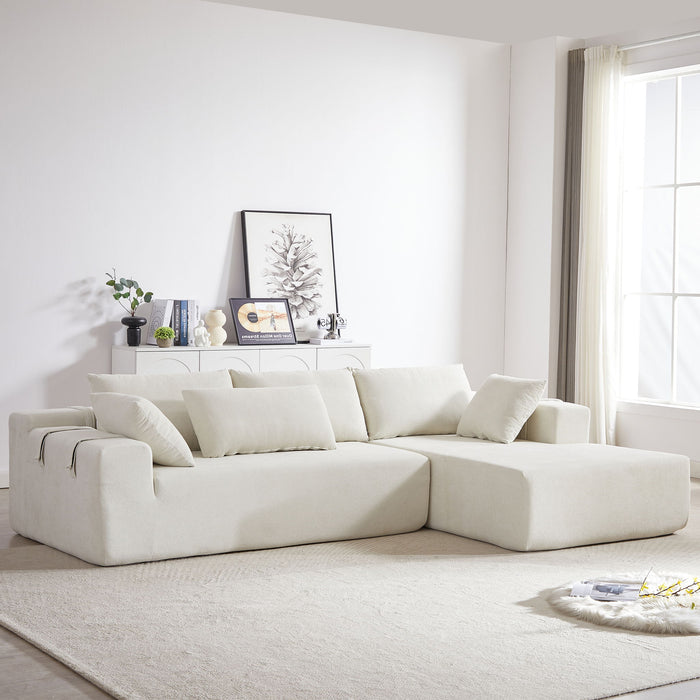 Modern Chenille Upholstered Sectional Sofa Couch Set With 6 Pillows,Free Combination