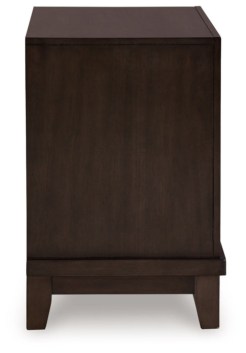 Neymorton - Two Drawer Night Stand - Dark Grayish Brown