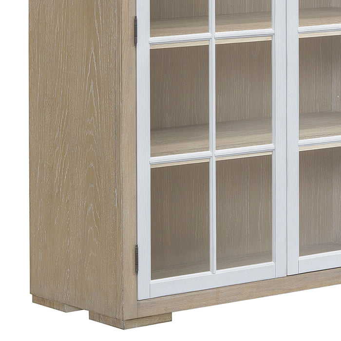 Pulaski Accents - 5-Shelf Glass Door Bookcase - Natural Wood Finish