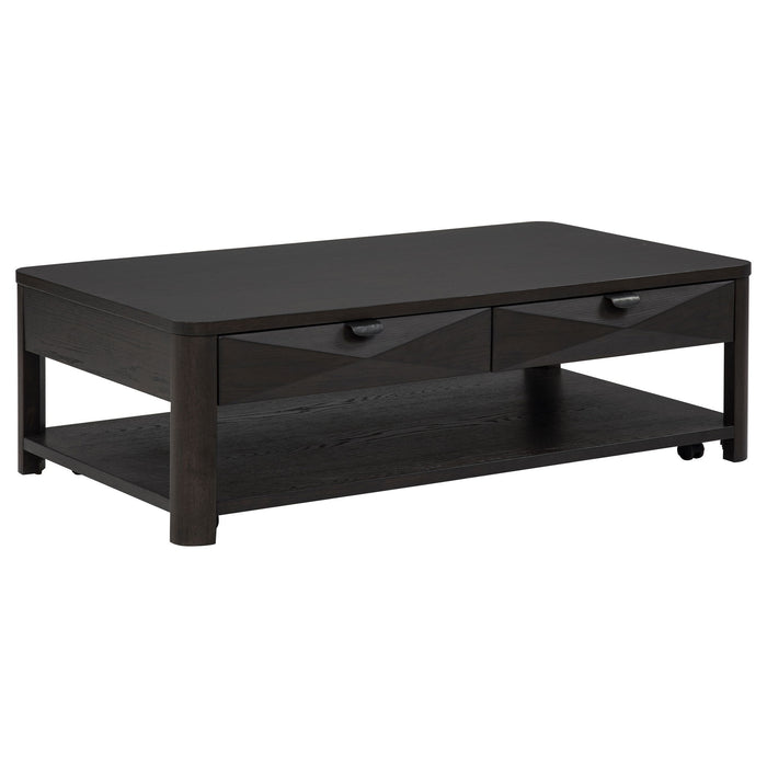 Marcelo Wood Coffee Table with 2 Drawers and Shelf Coffee