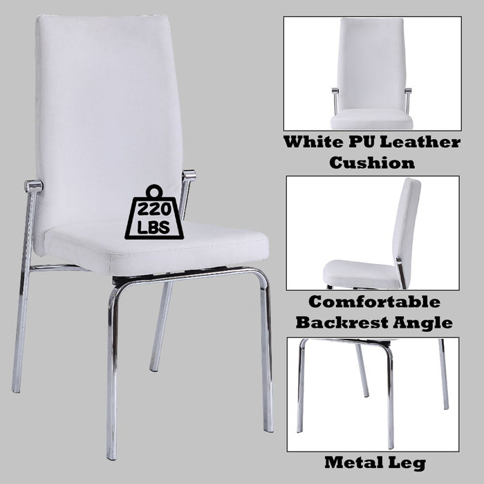 Osias - Side Chair Set of 2) - White Synthetic Leather & Chrome