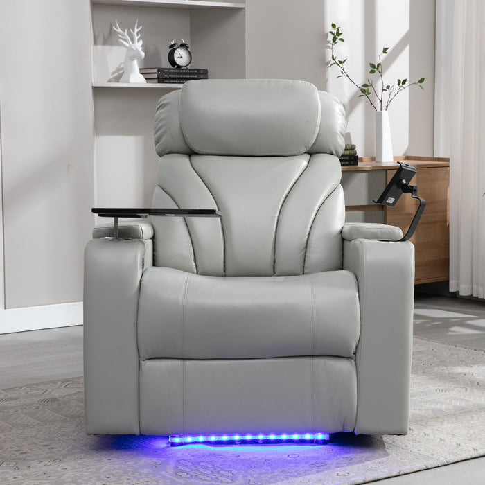 Power Motion Recliner Electric Power Recliner With USB Charging Port, Hidden Arm Storage, Convenient Cup Holder And Bluetooth Speaker