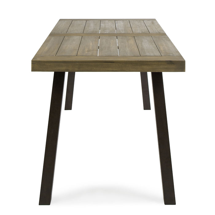 Acacia Wood Dining Table With Slat Design