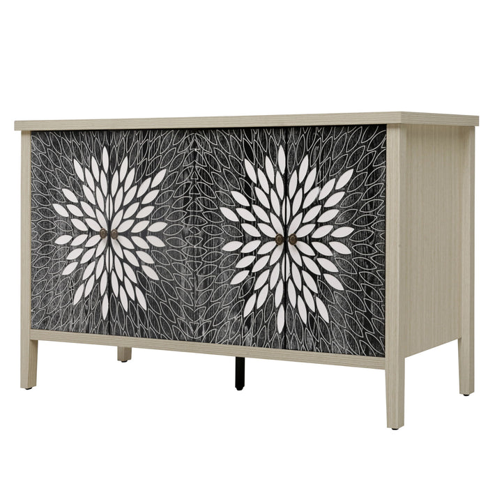 Modern Storage Cabinet With 4 Doors & Adjustable Shelves