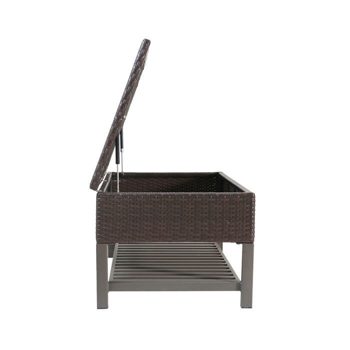 Regent - Storage Bench With Metal Rack - Brown Multi