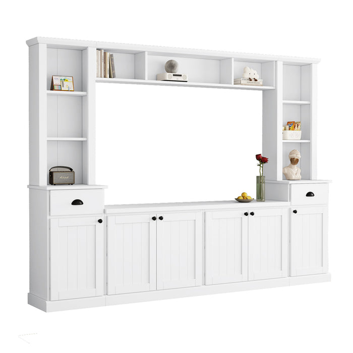 Minimalist Entertainment Wall Unit Set With Bridge For TVs Up To 75"