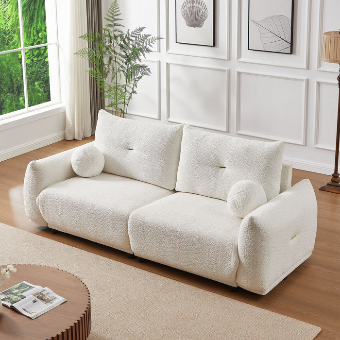 2 Seater Cushion Sofa With 2 Cushions And 2 Ball Pillows