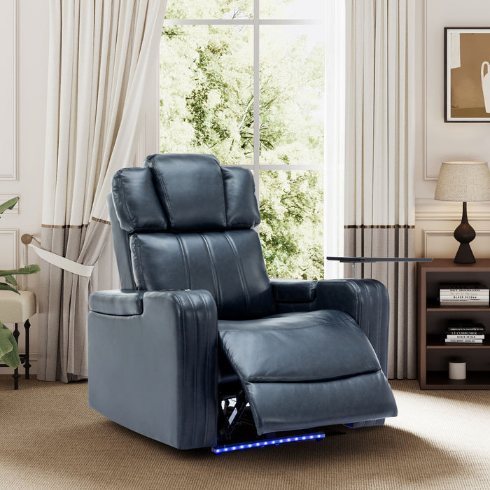 Power Recliner Theater Chair With Cooling Cup Holder, Bluetooth Speaker, LED Lights, USB Ports