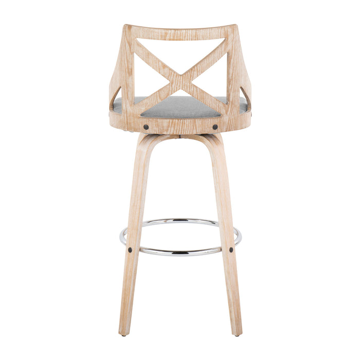 Charlotte - Farmhouse Fixed Height Bar Stool With Swivel And Round Footrest (Set of 2)