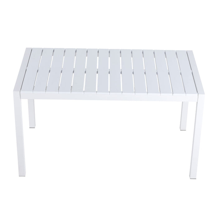 Modern Long Table, UV Resistant And Rust Proof, Pp Tabletop, UV Resistant Powder Coated Metal Legs - Snow White