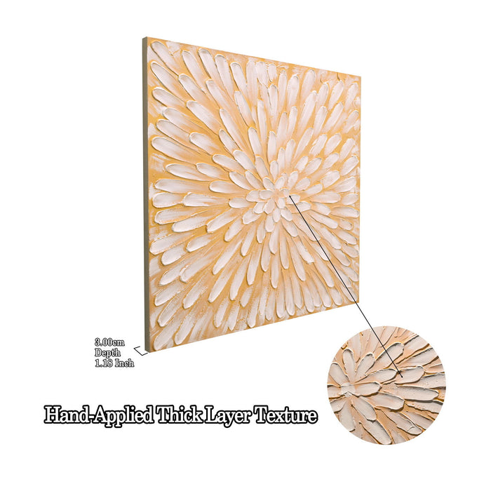 Textured Floral Canvas Wall Art, Hand Painted Thick Impasto Flower Painting (Set of 2) - Antique White