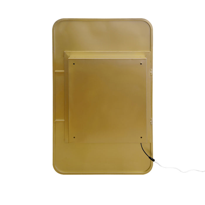 Rectangle Medicine Cabinet Mirror Bathroom Mirror With Storage Wall Mounted Medicine Mirror Cabinet With LED - Gold