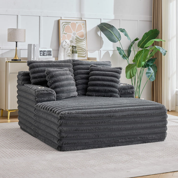 Oversized Chaise Lounge Chair Indoor With Pillows For Living Room