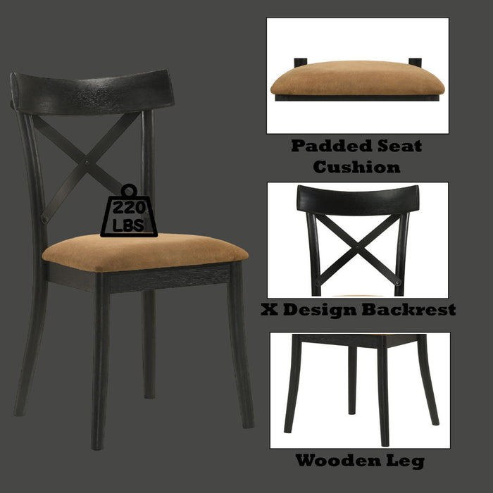 Hillary - Side Chair (Set of 2) - Brown Leather Aire, Walnut & Black