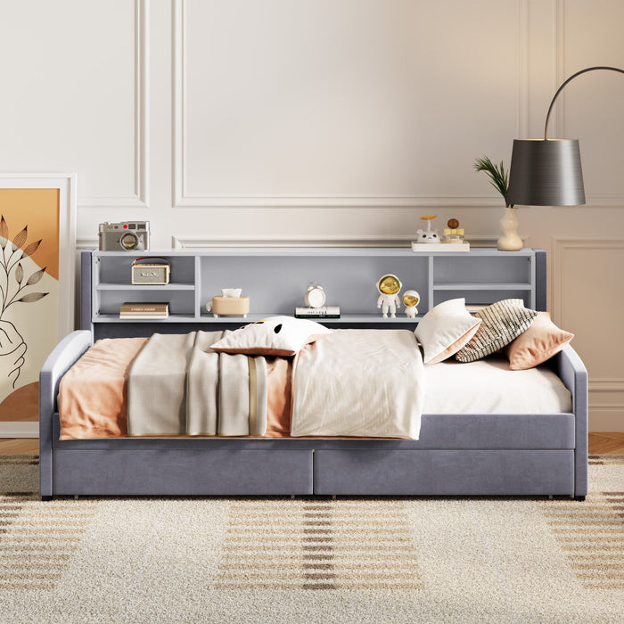 Luxurious Upholstered Platform Bed With Storage Drawers